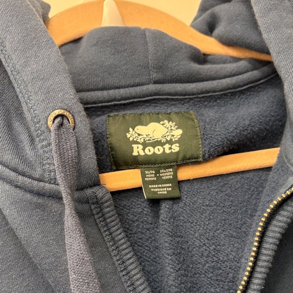 ROOTS NAVY FULL-ZIP HOODIE UNISEX WOMEN SIZE 2XL - Picture 2 of 3